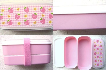 Strawberry Candy Bento Box PINK 2 Tier